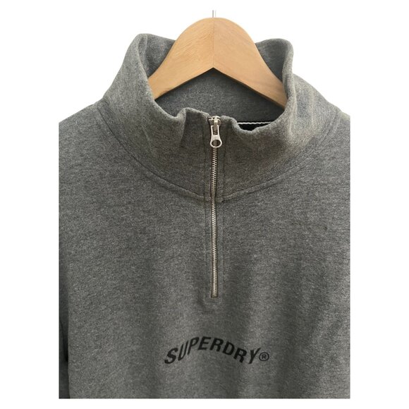 Superdry Men sweater M Grey Half zip Mock neck Pre-Owned Good Condition - Picture 4 of 13